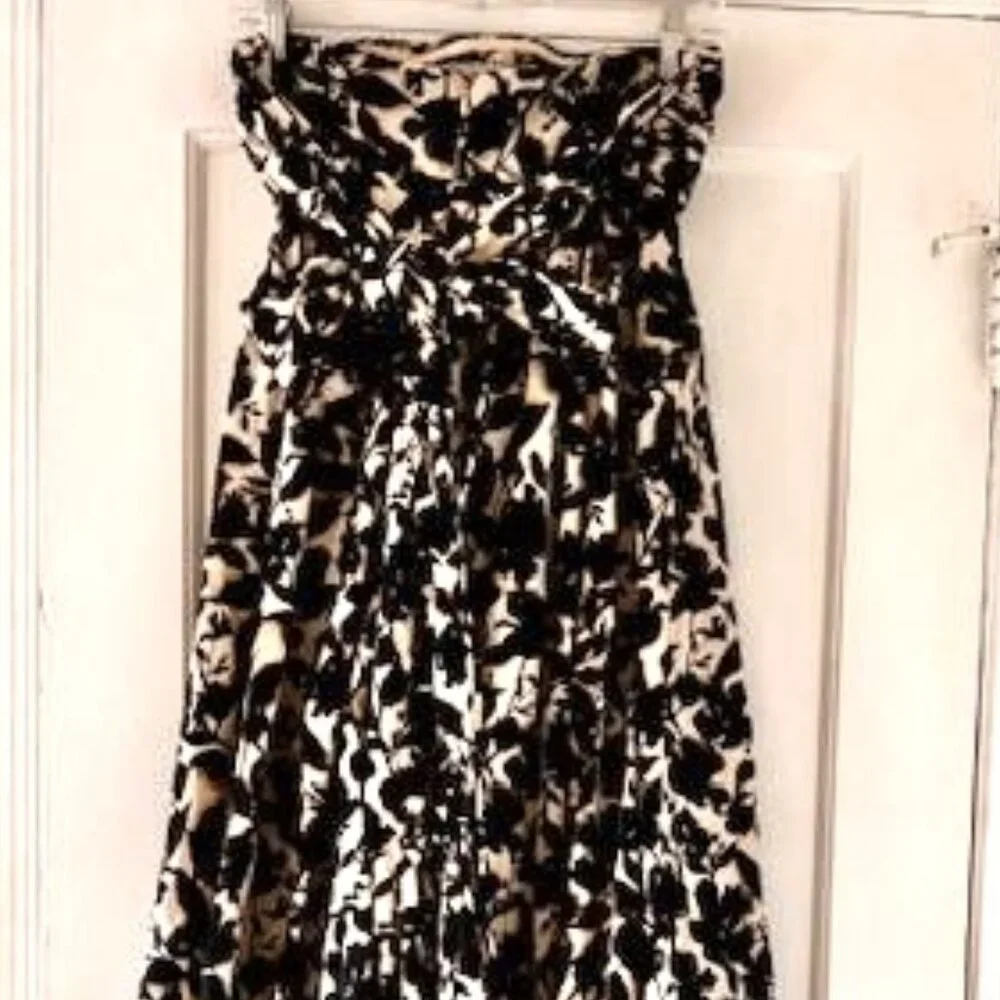 J Crew Collection Strapless Bow Back Maxi Floral Print Cotton Maxi Dress Wedding